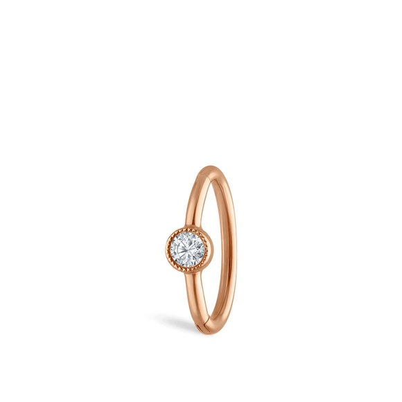 Maria Tash 6.5MM SCALLOPED DIAMOND ROSE GOLD SINGLE HOOP EARRING - Picture 1 of 5